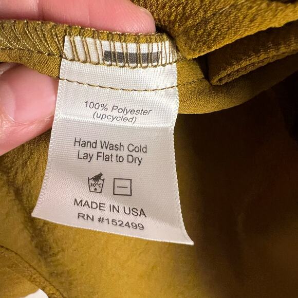 Amour Vert Nadja Mustard Yellow Square Neck Button Front Cropped Peplum Top M - Picture 11 of 13